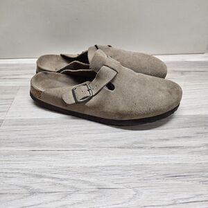 Birkenstock clog look a like Tan Brown Suede Shoes Size 7 Mens 8.5 Women’s